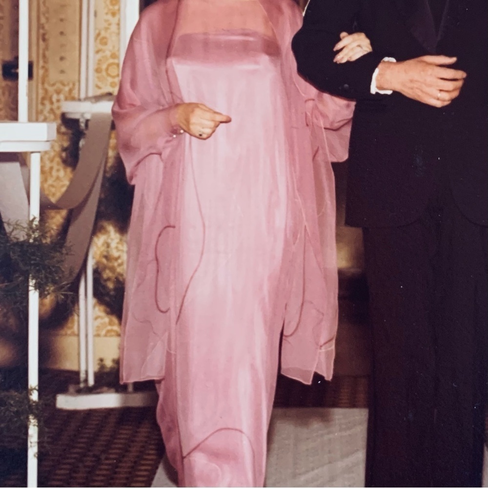 KARIE PATTERSON For SANSAPPELLE Satin Slip Dress, Caftan Silk Overlay, Shawl - Picture 11 of 11
